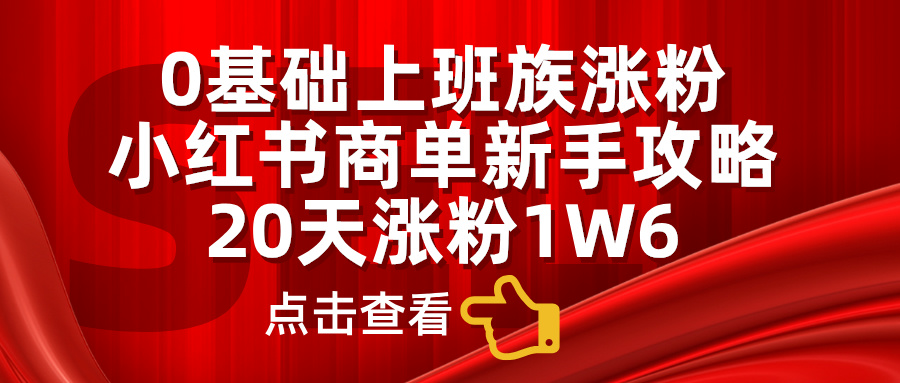 0基础上班族涨粉，小红书商单新手攻略，20天涨粉1.6w-IT吧