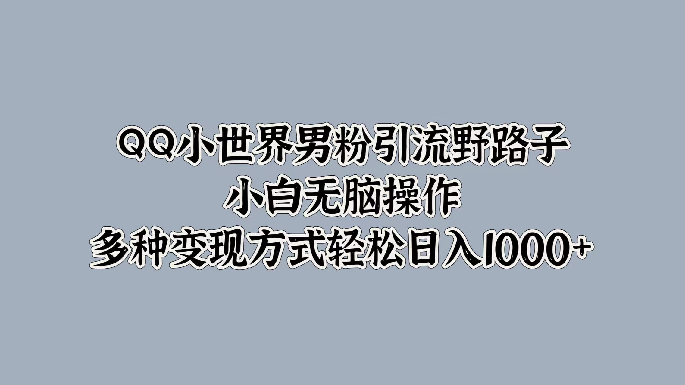 QQ小世界男粉引流野路子，小白无脑操作，多种变现方式轻松日入1000+-IT吧