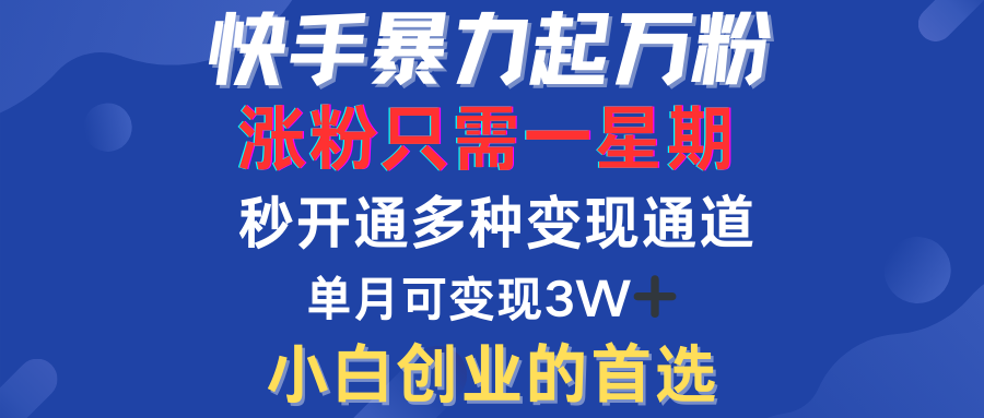 快手暴力起万粉，涨粉只需一星期！多种变现模式-IT吧