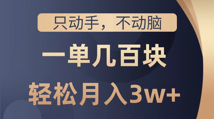 只动手不动脑，一单几百块，轻松月入2w+，看完就能直接操作，详细教程-IT吧