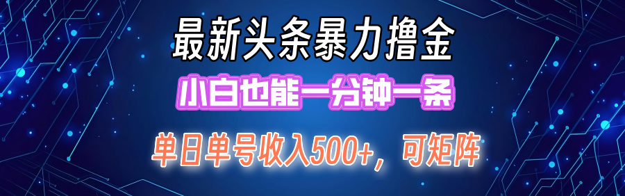 最新头条撸金，小白也能一分钟一条-IT吧