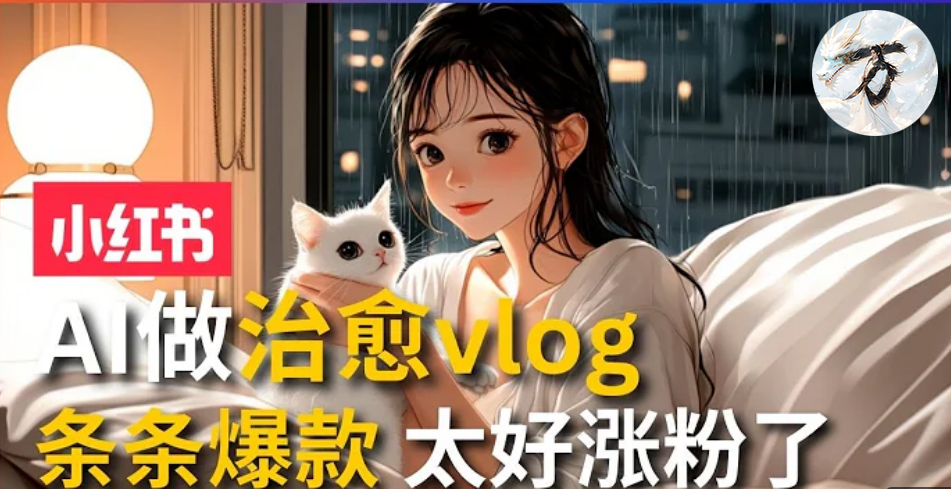 AI治愈系vlog动画视频，小红书7天 涨粉破千，商单报价1500+，0成本制作，日入2000+，有手就会 -IT吧