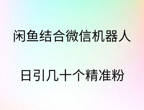 闲鱼结合微信机器人，日引几十个精准粉-IT吧