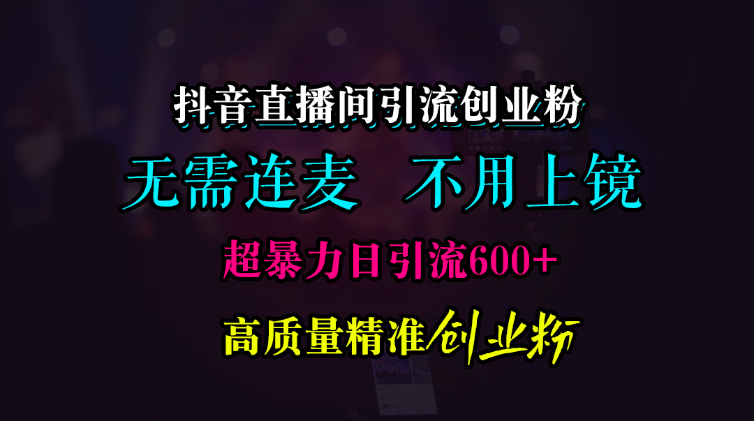 抖音直播间引流创业粉，无需连麦、无需上镜，超暴力日引流600+高质量精准创业粉-IT吧