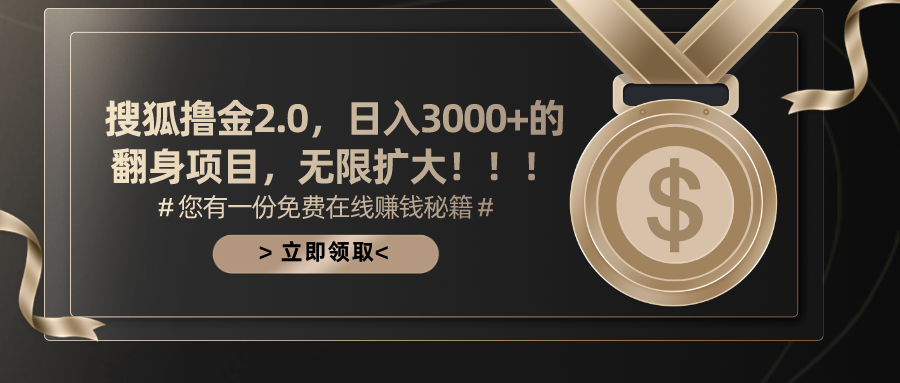 搜狐撸金2.0，日入3000+，可无限扩大的翻身项目。-IT吧