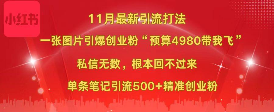 小红书11月最新图片打法，一张图片引爆创业粉“预算4980带我飞”，私信无数，根本回不过来，单条笔记引流500+精准创业粉-IT吧