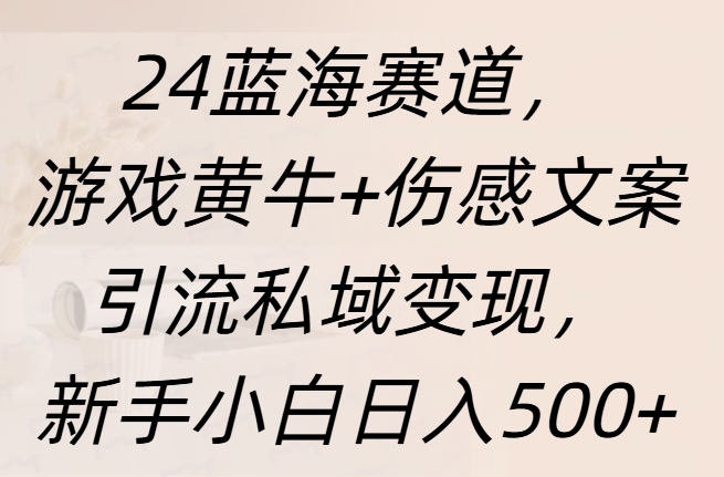 24蓝海赛道，游戏黄牛+伤感文案引流私域变现，新手日入500+-IT吧