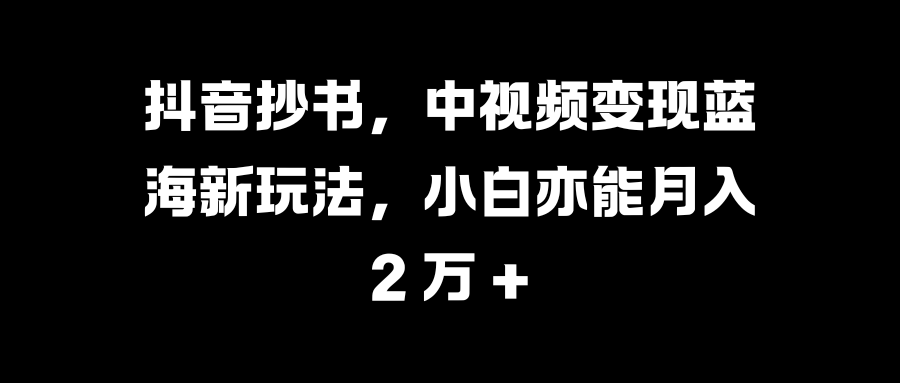 抖音抄书，中视频变现蓝海新玩法，小白亦能月入 2 万 +-IT吧