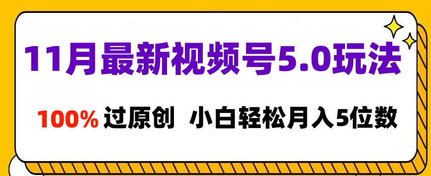 11月最新视频号5.0玩法，100%过原创，小白轻松月入5位数-IT吧