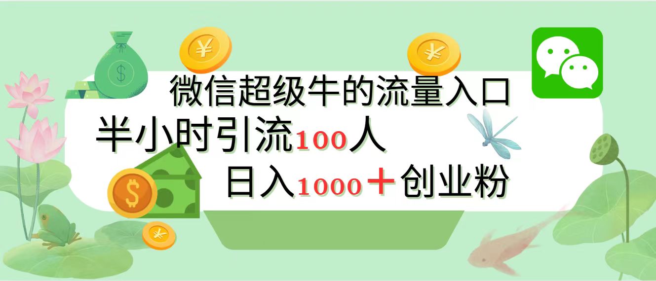 新的引流变现阵地，微信超级牛的流量入口，半小时引流100人，日入1000+创业粉-IT吧