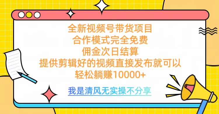 全网最新视频号带货，完全免费合作，佣金次日结算，轻松躺赚10000+-IT吧