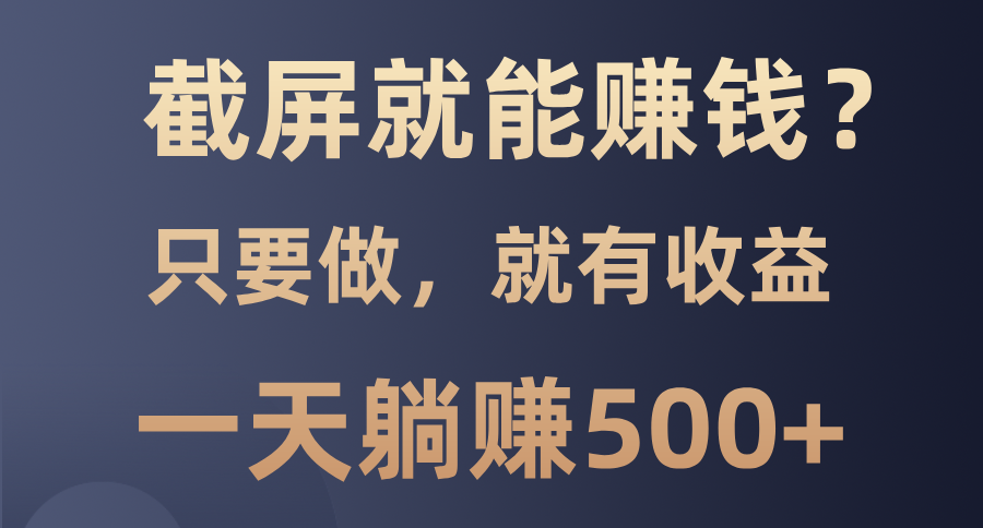 截屏就能赚钱？0门槛，只要做，100%有收益的一个项目，一天躺赚500+-IT吧