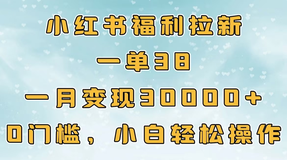 小红书福利拉新，一单38，一月30000＋轻轻松松，0门槛小白轻松操作-IT吧