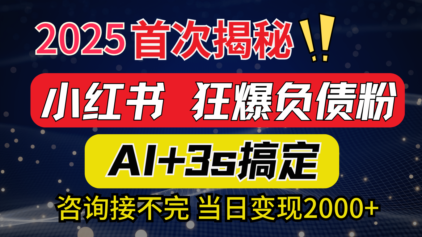 2025引流天花板：最新小红书狂暴负债粉思路，咨询接不断，当日入2000+-IT吧