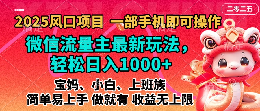 2025蓝海风口项目，微信流量主最新玩法，轻松日入1000+，简单易上手，做就有 收益无上限-IT吧