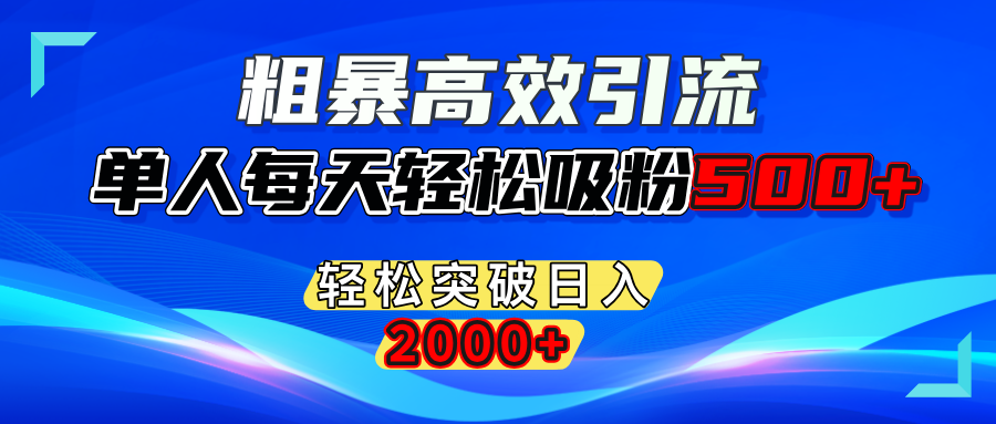 粗暴高效引流,单人每天轻松吸粉500+,轻松突破日入2000+-IT吧