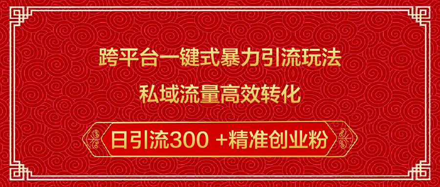 跨平台一键式暴力引流玩法，私域流量高效转化日引流300 +精准创业粉-IT吧