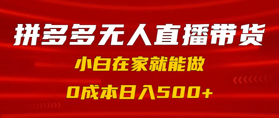 拼多多无人直播带货，小白在家就能做，0成本日入500+-IT吧