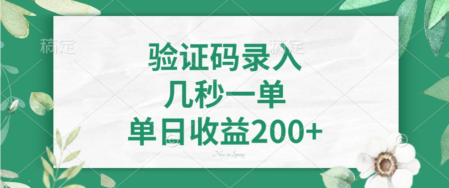 验证码录入，几秒一单，单日收益200+-IT吧