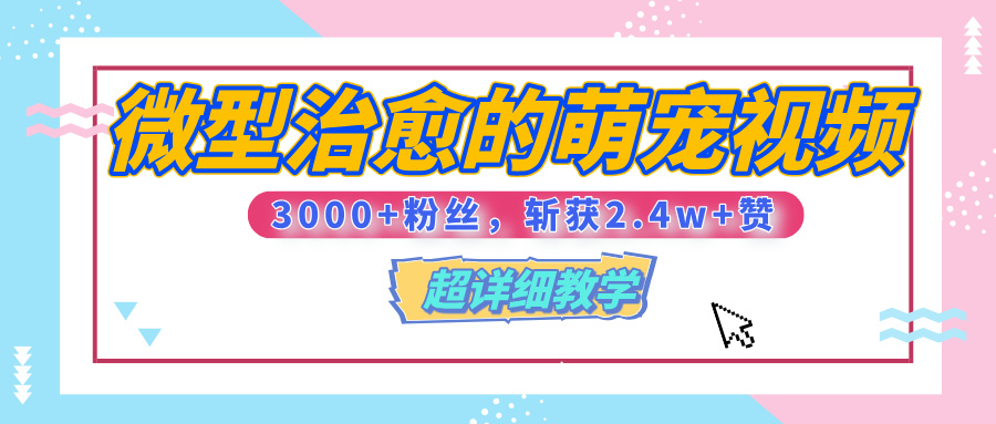 【揭秘】微型治愈的萌宠视频，3000+粉丝，6秒的视频、斩获2.4w+赞【附详细教程】-IT吧