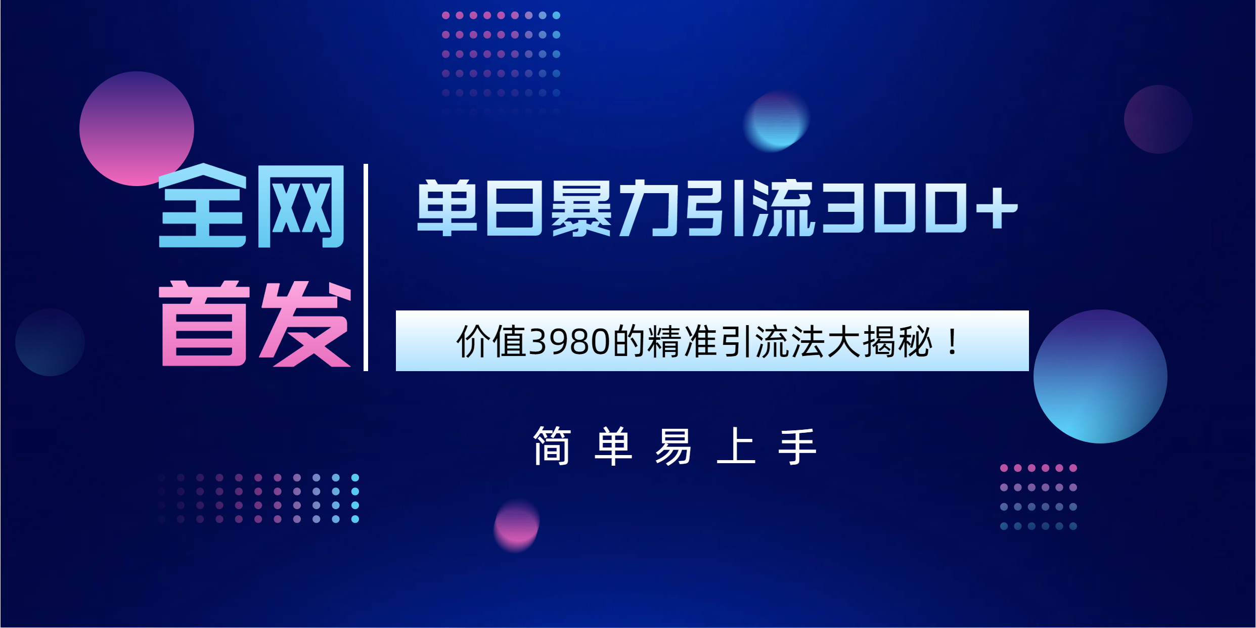 全网首发，价值3980单日暴力引流300+的精准引流法大揭秘！-IT吧