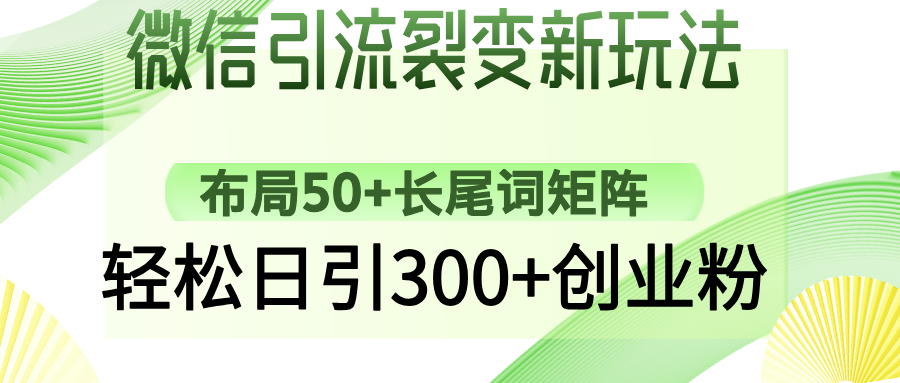 微信引流裂变新玩法：布局50+长尾词矩阵，轻松日引300+创业粉-IT吧