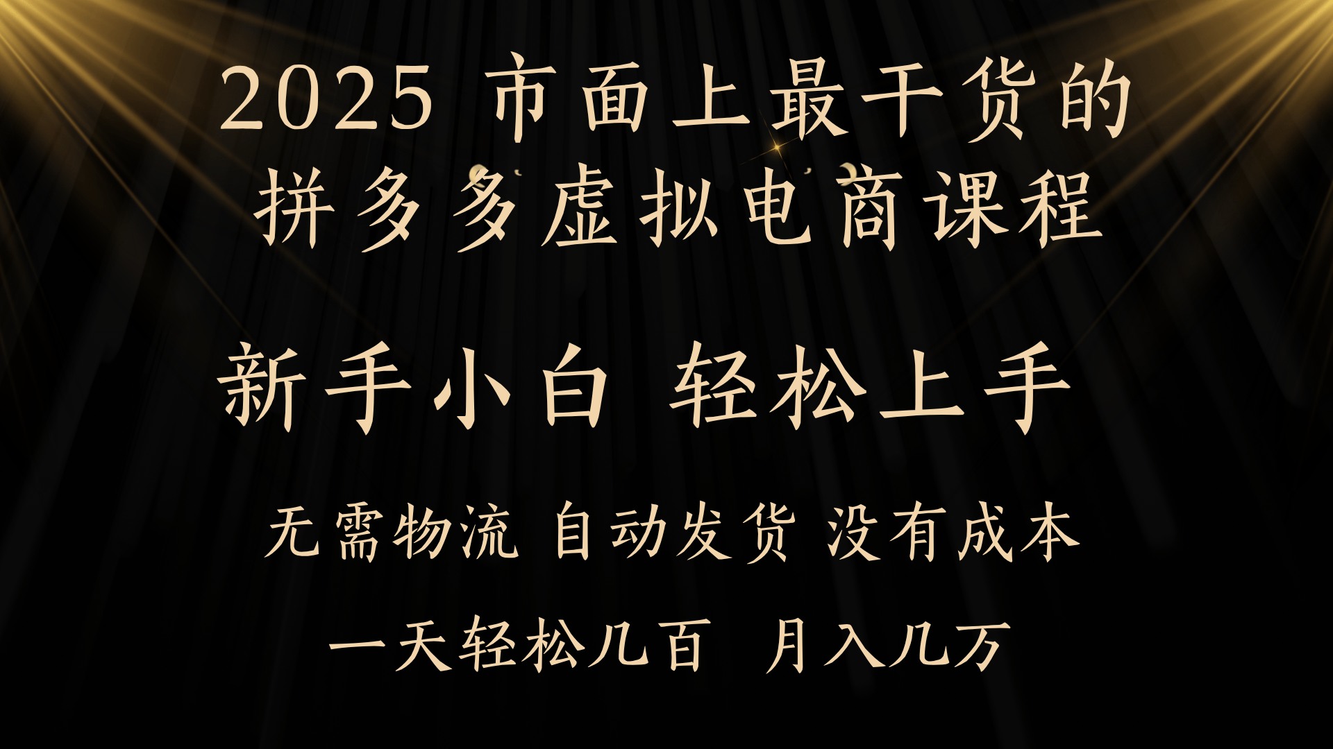 25年最干货的拼多多虚拟电商课程，小白轻松上手，月入过万只是门槛！虚拟电商，如皓月见青天！-IT吧