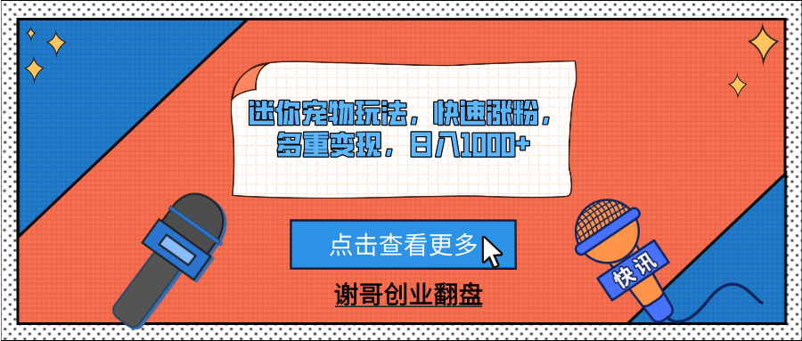 迷你宠物玩法，快速涨粉，多重变现，日入1000+-IT吧