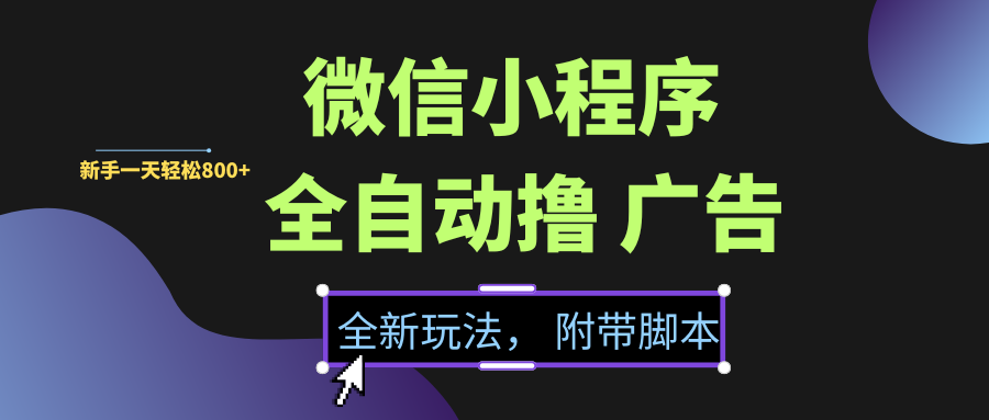 微信小程序挂机撸广告，全新玩法，新手一天轻松800+【附带脚本】-IT吧