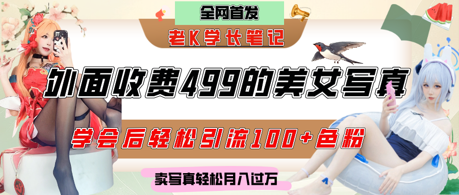 外面收费499的美女写真制作技术，学会后轻松引流色粉变现，日引100+色粉，轻松月入过万-IT吧