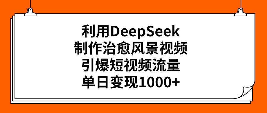 利用DeepSeek，制作治愈风景视频，引爆短视频流量，单日变现1000+-IT吧