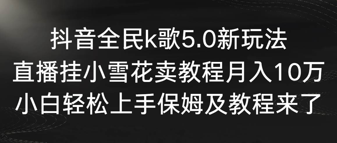 抖音全民k歌5.0新玩法，直播挂小雪花卖教程月入10万，小白轻松上手，保...-IT吧