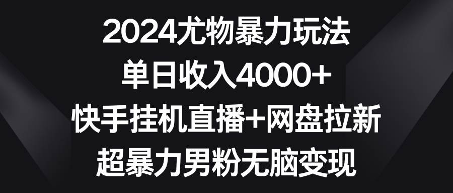 2024尤物暴力玩法 单日收入4000+快手挂机直播+网盘拉新 超暴力男粉无脑变现-IT吧