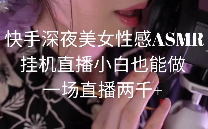 快手深夜美女性感ASMR挂机直播，小白也能做，一场直播两千+-IT吧