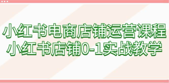 小红书电商店铺运营课程，小红书店铺0-1实战教学（60节课）-IT吧