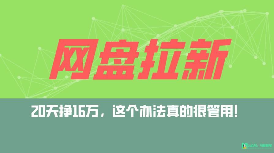 网盘拉新+私域全自动玩法，0粉起号，小白可做，当天见收益，已测单日破5000-IT吧