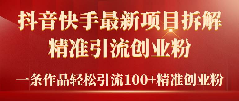 2024年抖音快手最新项目拆解视频引流创业粉，一天轻松引流精准创业粉100+-IT吧