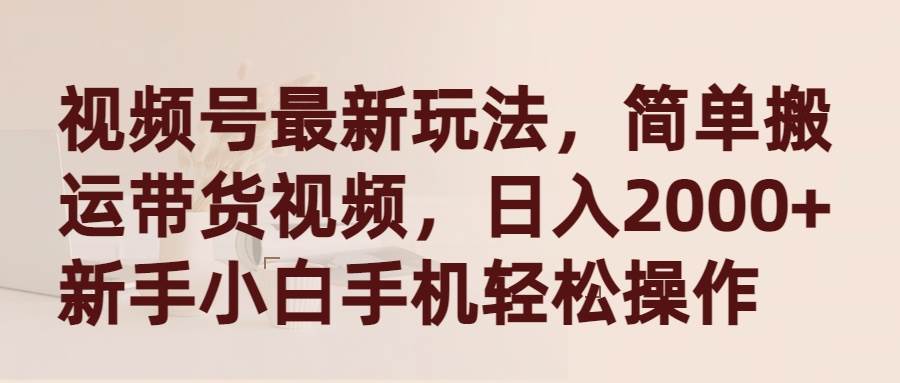 视频号最新玩法，简单搬运带货视频，日入2000+，新手小白手机轻松操作-IT吧