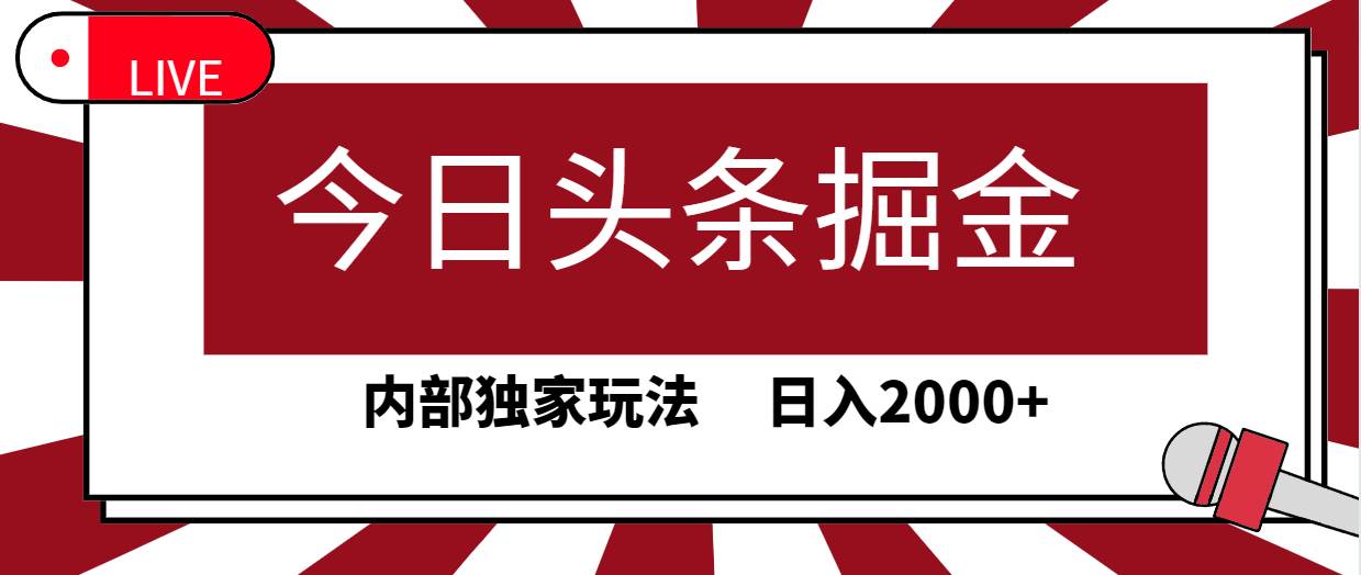 今日头条掘金，30秒一篇文章，内部独家玩法，日入2000+-IT吧