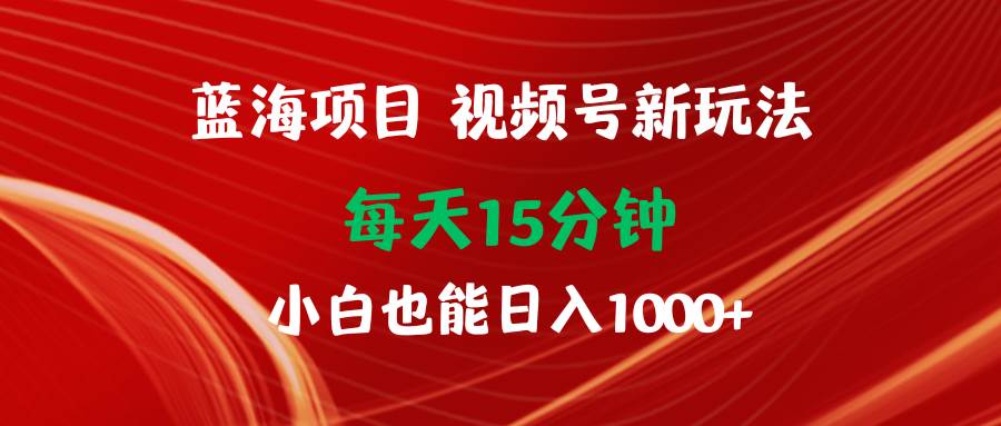 蓝海项目视频号新玩法 每天15分钟 小白也能日入1000+-IT吧