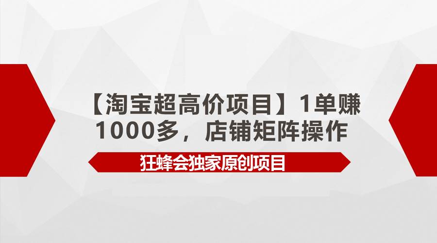 【淘宝超高价项目】1单赚1000多，店铺矩阵操作-IT吧