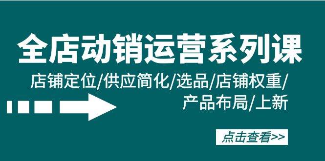 全店·动销运营系列课：店铺定位/供应简化/选品/店铺权重/产品布局/上新-IT吧