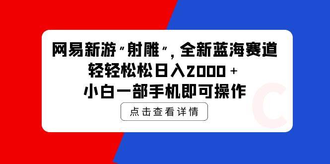 网易新游 射雕 全新蓝海赛道，轻松日入2000＋小白一部手机即可操作-IT吧