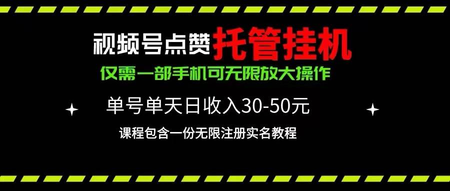 视频号点赞托管挂机，单号单天利润30~50，一部手机无限放大（附带无限…-IT吧