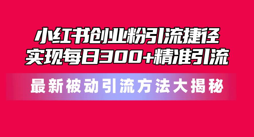 小红书创业粉引流捷径！最新被动引流方法大揭秘，实现每日300+精准引流-IT吧