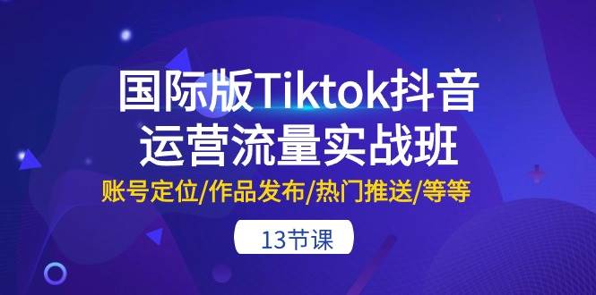 国际版Tiktok抖音运营流量实战班：账号定位/作品发布/热门推送/等等-13节-IT吧