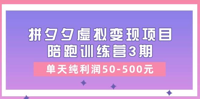 某收费培训《拼夕夕虚拟变现项目陪跑训练营3期》单天纯利润50-500元-IT吧