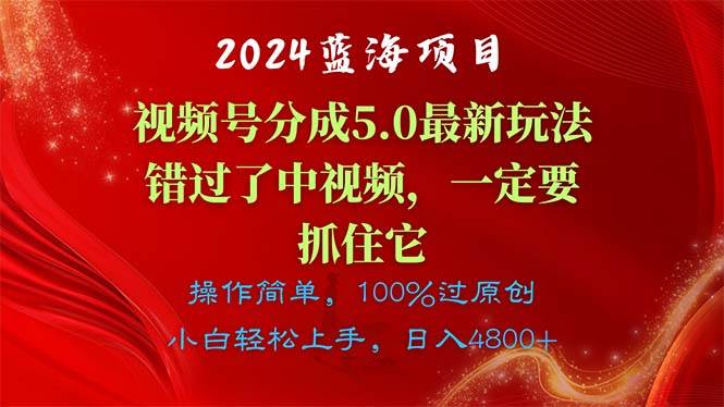 2024蓝海项目，视频号分成计划5.0最新玩法，错过了中视频，一定要抓住…-IT吧