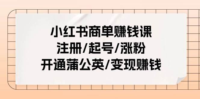 小红书商单赚钱课：注册/起号/涨粉/开通蒲公英/变现赚钱（25节课）-IT吧