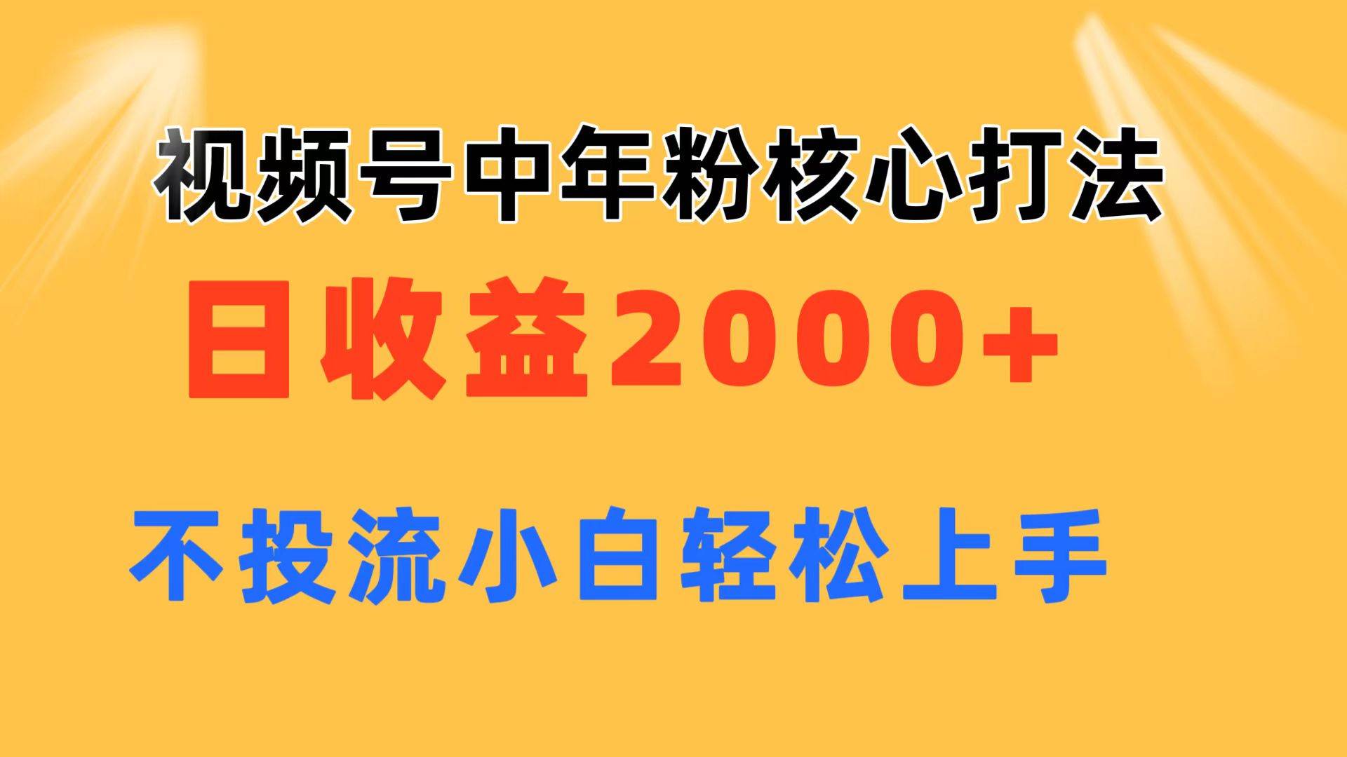 视频号中年粉核心玩法 日收益2000+ 不投流小白轻松上手-IT吧